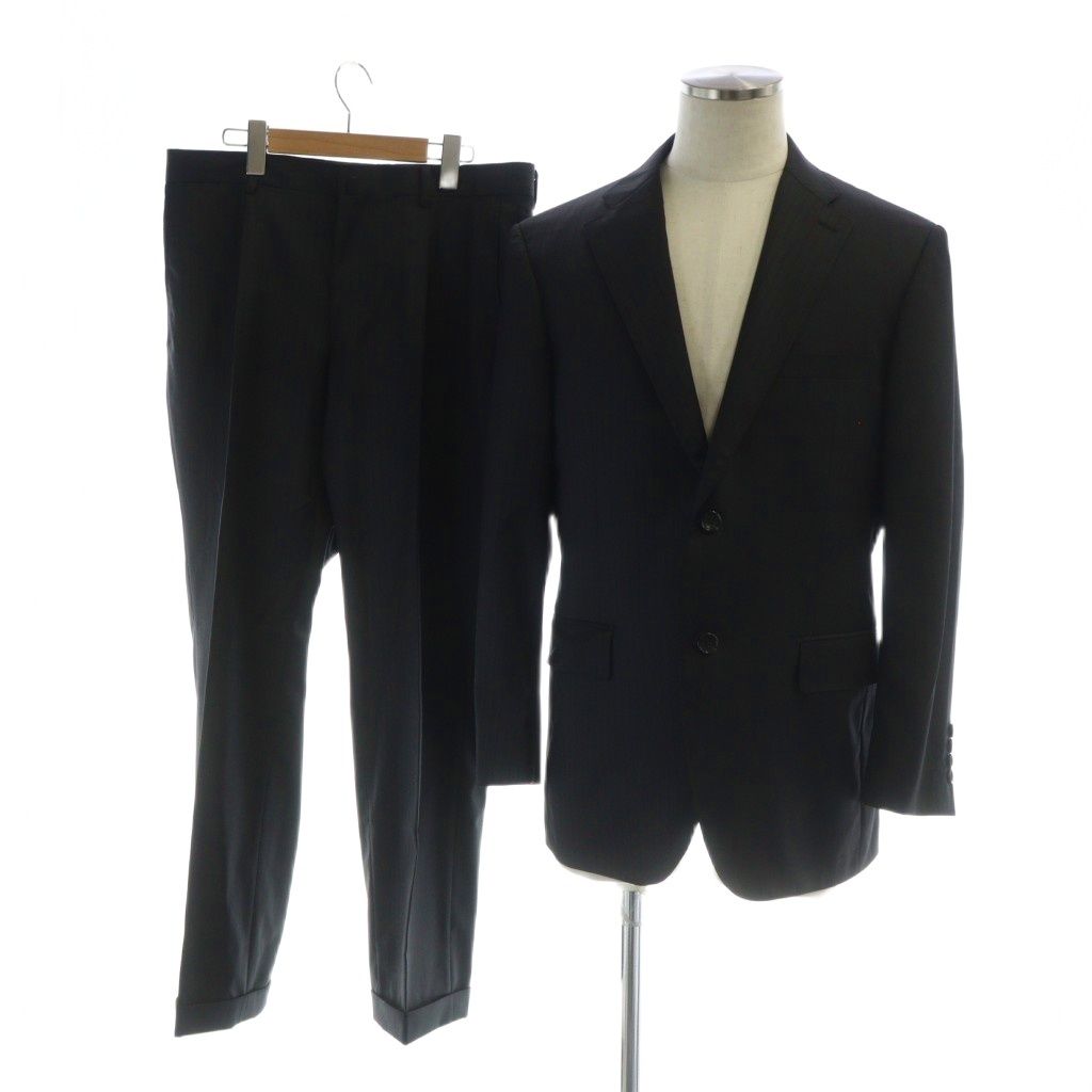 ダーバン DURBAN スーツ セットアップ テーラードジャケット パンツ 背抜き シングル 背抜き ロゴ 5 黒 ブラック GY18 MQ