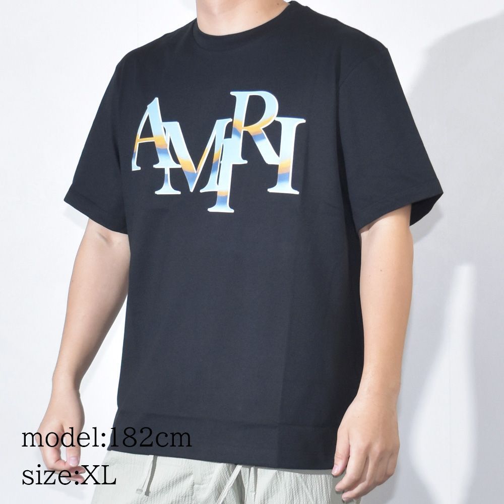アミリ ロゴTシャツ 黒 メンズ デニムや白のパンツに AMIRI ロゴ Tシャツ | ブラック | FARFETCH JP