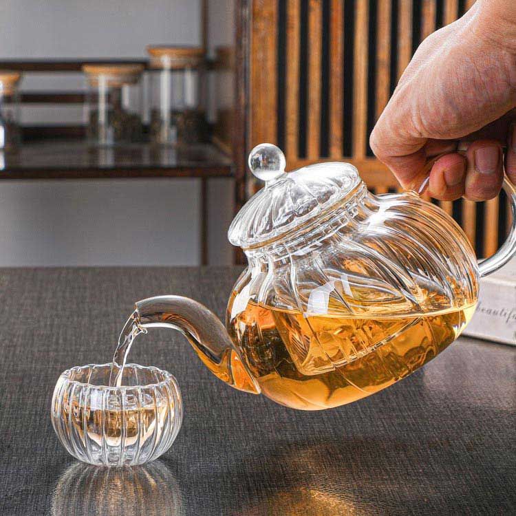 8点セット ティーポット 600ml 茶こし付き 直火対応 耐熱ガラス