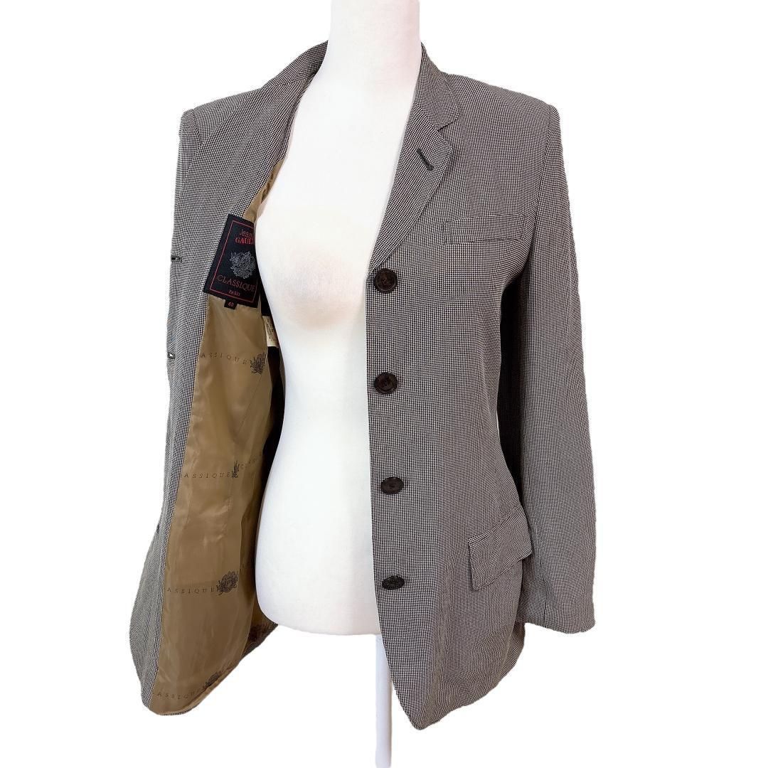 美品】ジャンポールゴルチエ テーラードジャケット 40 千鳥格子 グレー