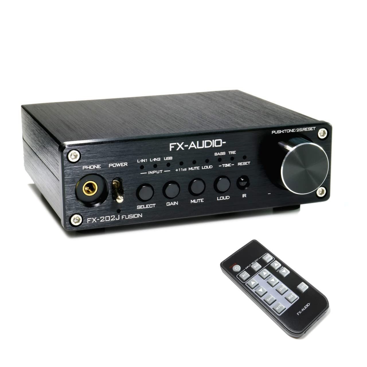 FX-AUDIO- FX-202J FUSION ブラック Tripath TA2020-020 デジタルアンプIC搭載 プリメインアンプ USB 入力 DAC 内蔵アンプ リモコン標準付属