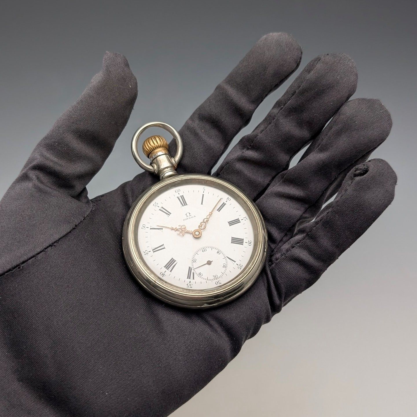 1910年頃 アンティーク オメガ 懐中​時計 直径53mm 合金ケース 動作 