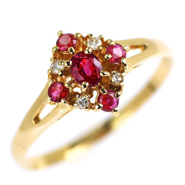 売切れ御免！！値下げ！美品　K18YG ルビー ダイヤモンド リング 9号 K18YG ルビー ダイヤモンド リング 0.26ct D0.33ct — セルビー
