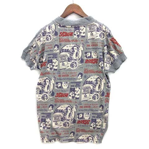 ヒステリックグラマー HYSTERIC GLAMOUR コートニーラブ Courtney Love 前後切替 ニット カットソー Tシャツ 半袖 総柄 グレー F 0161CS05 ヒステリックグラマー HYSTERIC GLAMOUR コートニーラブ