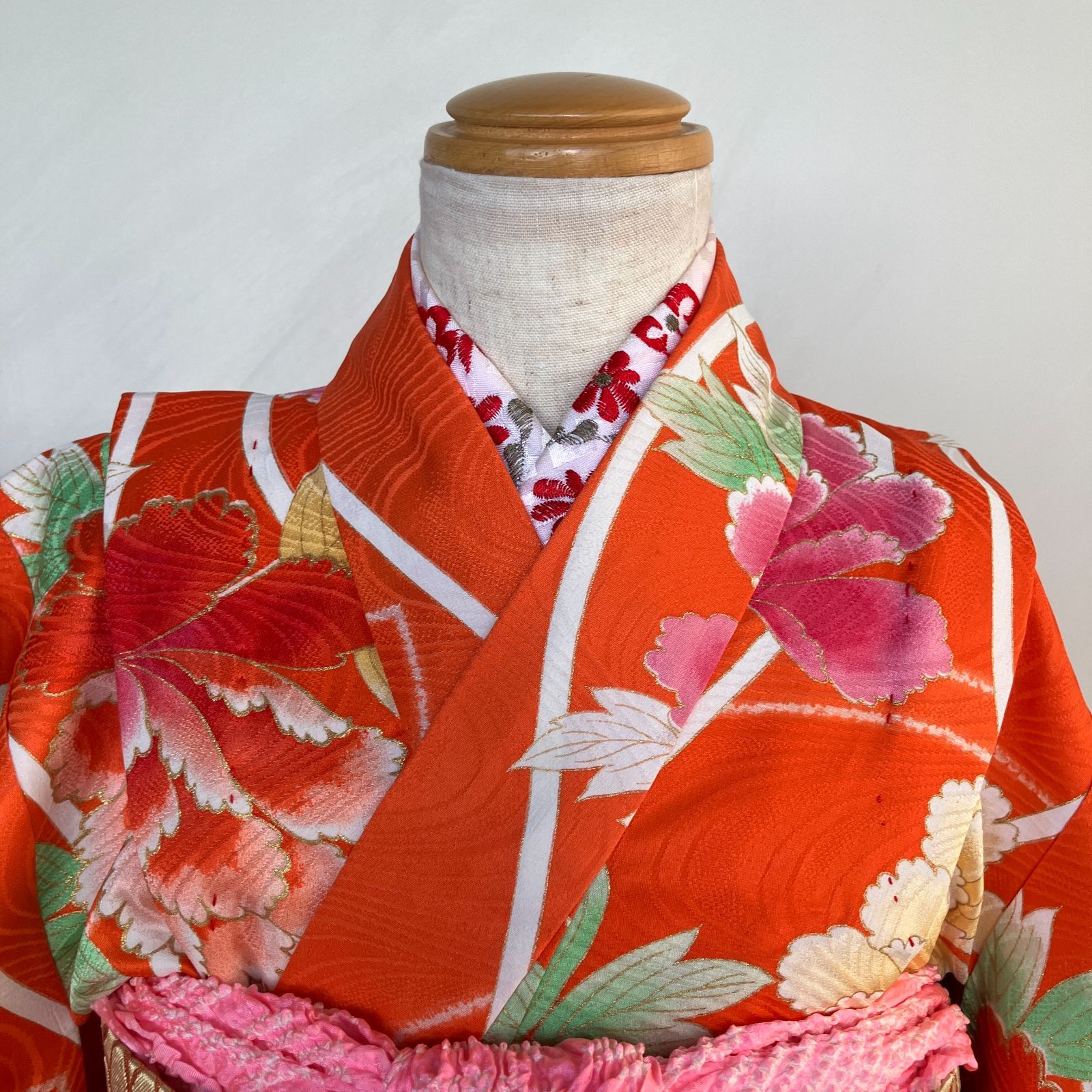 柄 七五三 7歳女の子 着物 四つ身 オレンジ 長襦袢 作り帯セット 帯揚げ帯締めしごき付き ビンテージ きもの猫田 T320 WWW_OLIVIERBERNSTEIN_COM