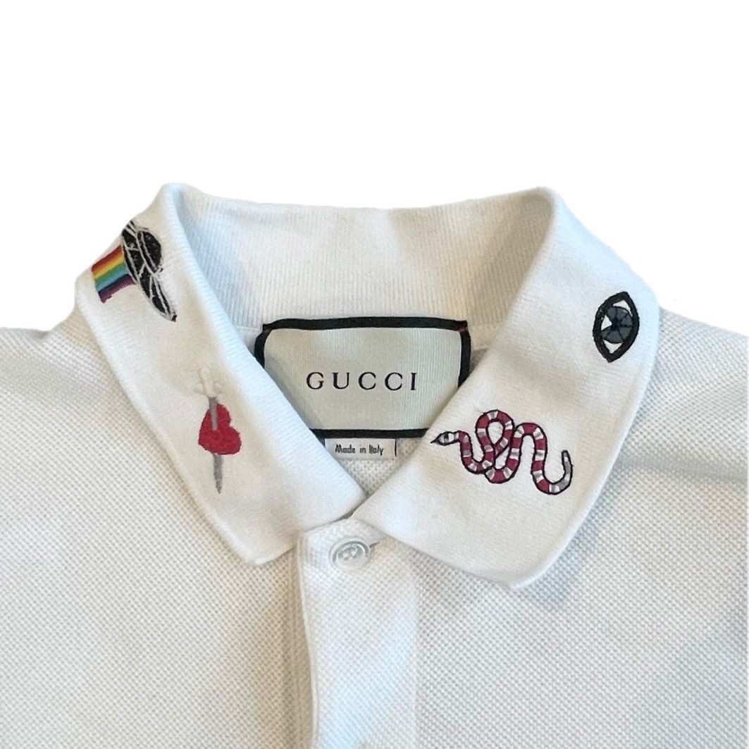 美品】 GUCCI グッチ 19SS スネークエンブロイダリー ポロシャツ 半袖 