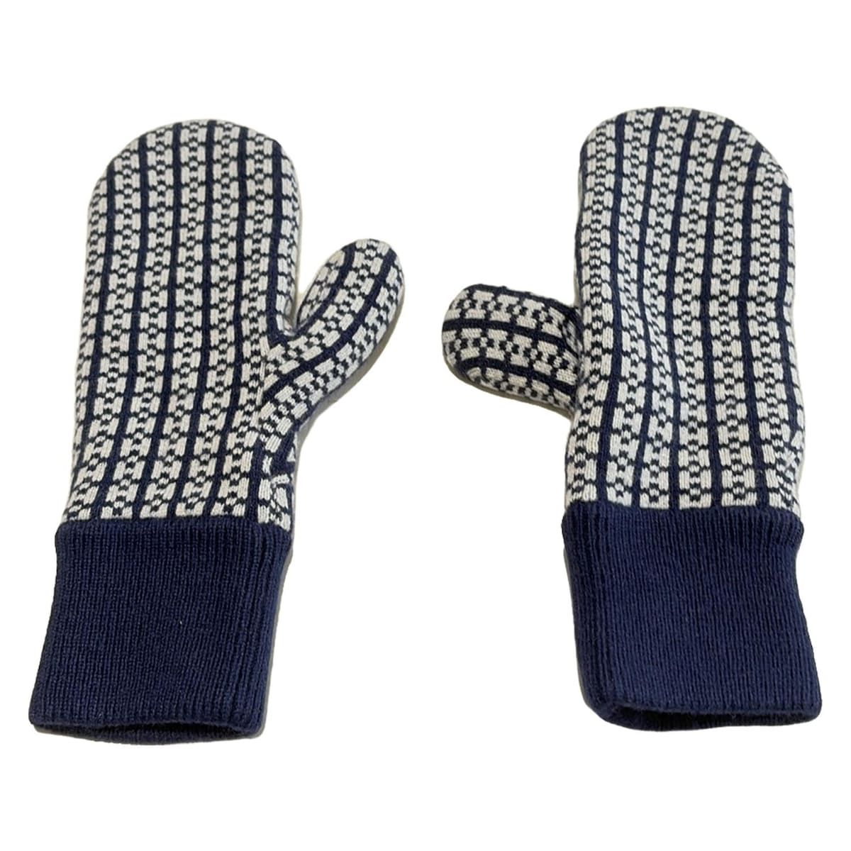 HERMES エルメス 手袋 レディース - 白×ダークネイビー カシミヤ