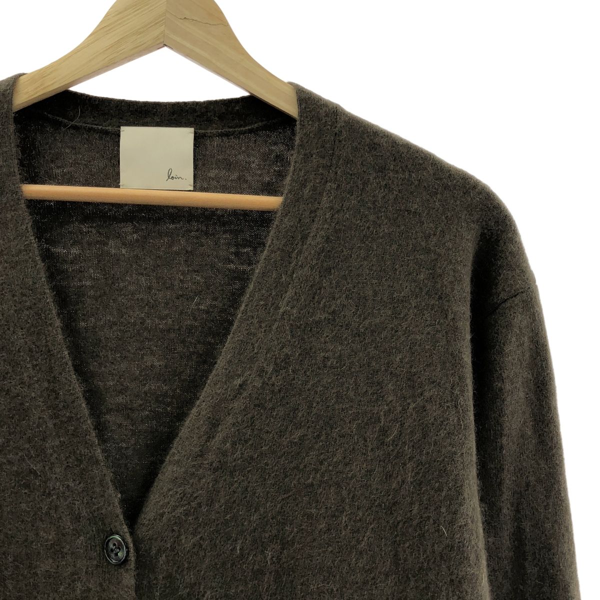 loin. ロワン ウール ロング カーディガン 36 ブラウン レディース