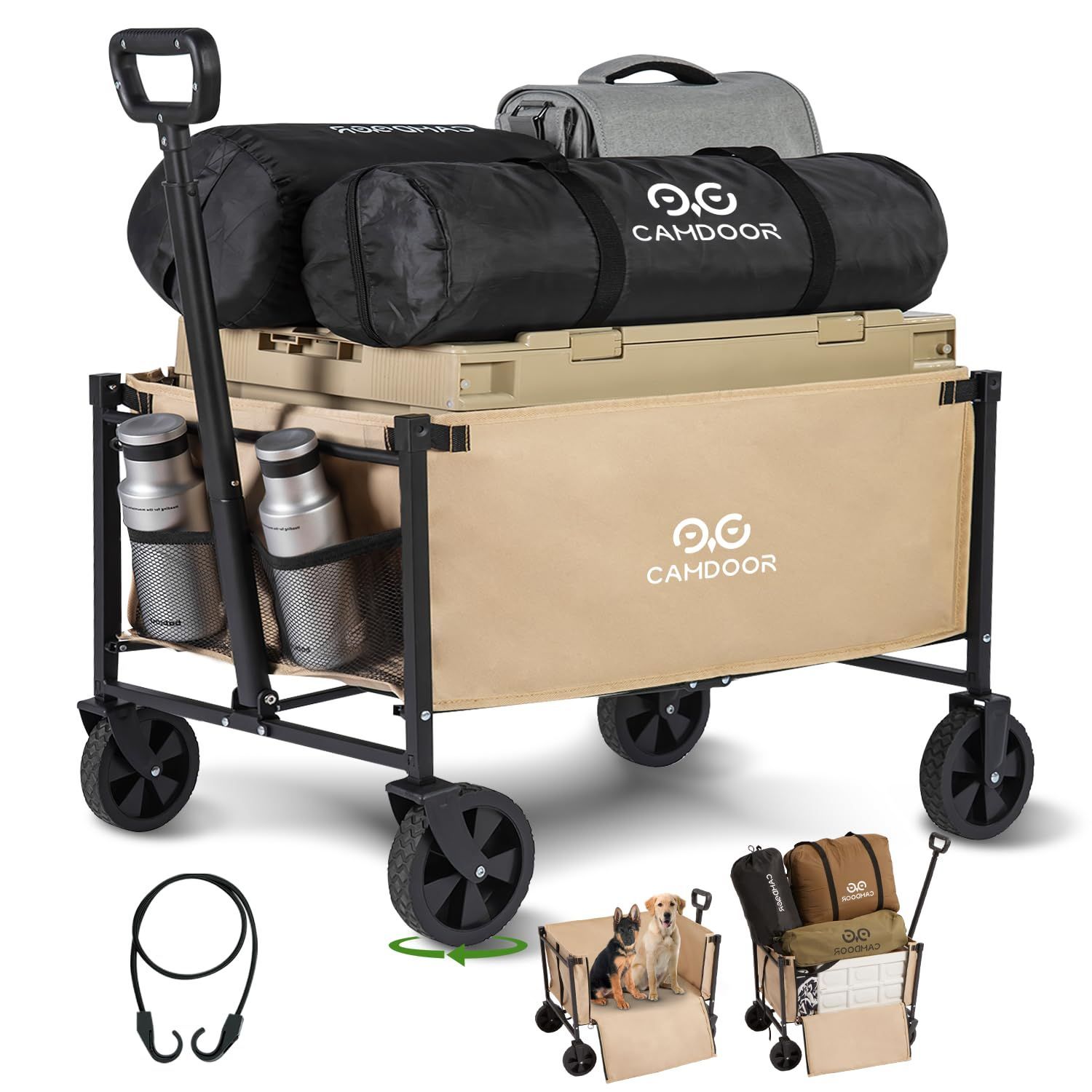 折りたたみ式 大容量126L 折り畳み 高耐荷重 アウトドアワゴン キャリーカート コンパクト キャンプカート キャリーカート 軽量 4輪 軽量設計3.9kg 3秒で簡単収納 タイヤ キャンプ キャリーワゴン 砂浜 サイドが開ける 釣り 引越し CAMDO