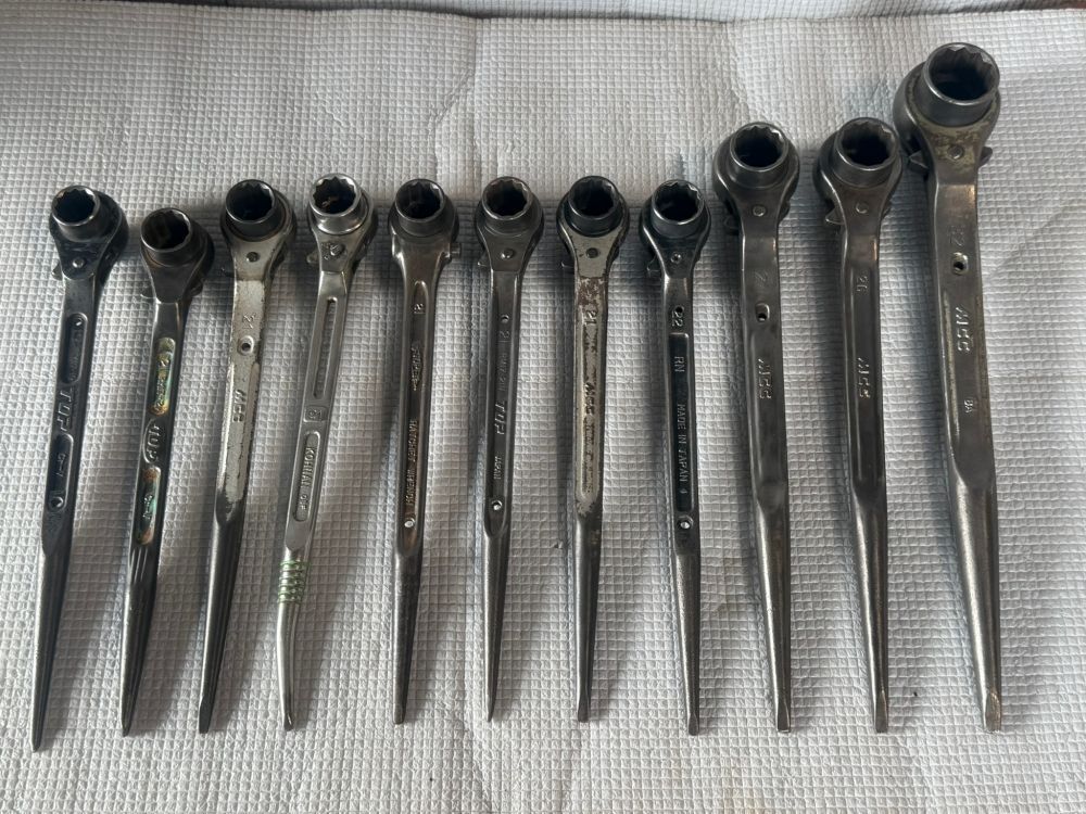 シノ付きラチェットレンチ 11本セット 鳶用 片口ラチェット 品