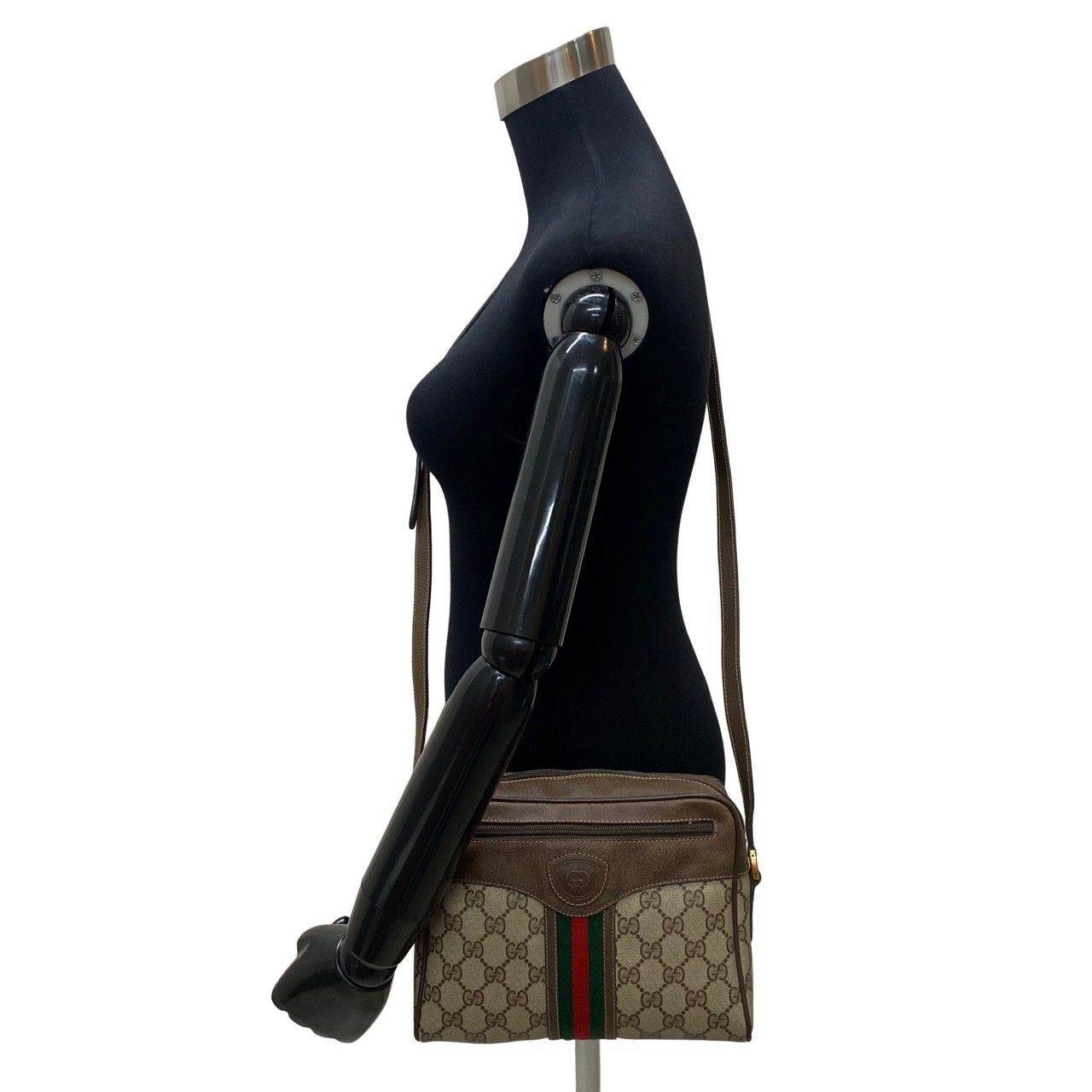極 美品 GUCCI オールドグッチ シェリーライン GG ロゴ 金具 レザー 本