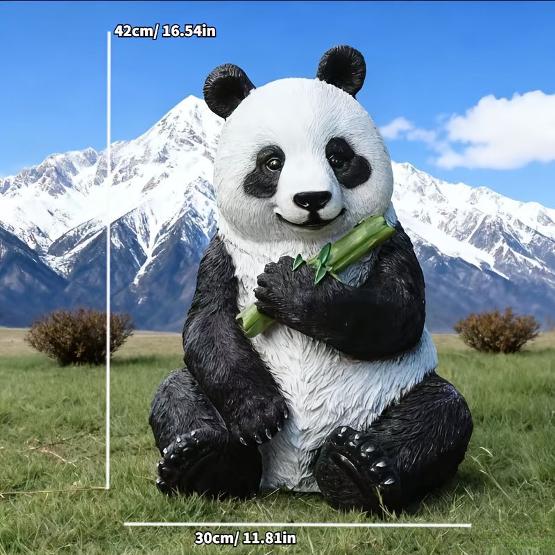 置物 オブジェ ガーデンオーナメント 笹の葉を食べているパンダ ぱんだ リアル 屋外 屋内 室内 インテリア 玄関 リビング ダイニング 装飾 庭 ガーデニング 装飾 ガーデン ギフト インテリア用品 贈り物 雑貨 YUZUMIYA_COM