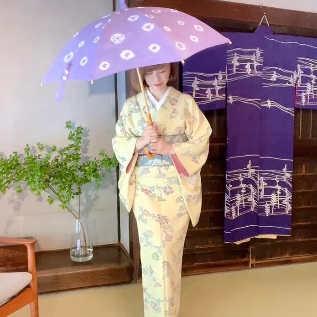 ハンドメイド 絞り染 日傘 すみれ色 - メルカリ 