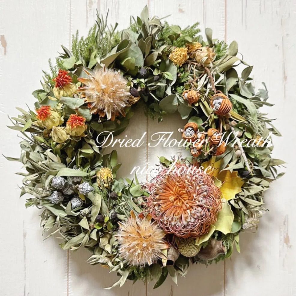ドライフラワーリース (直径約27cm) ラウンドリース ワイルドフラワー  