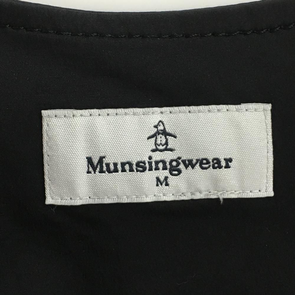 美品】マンシングウェア ノースリーブワンピース 黒 ナイロン フロント