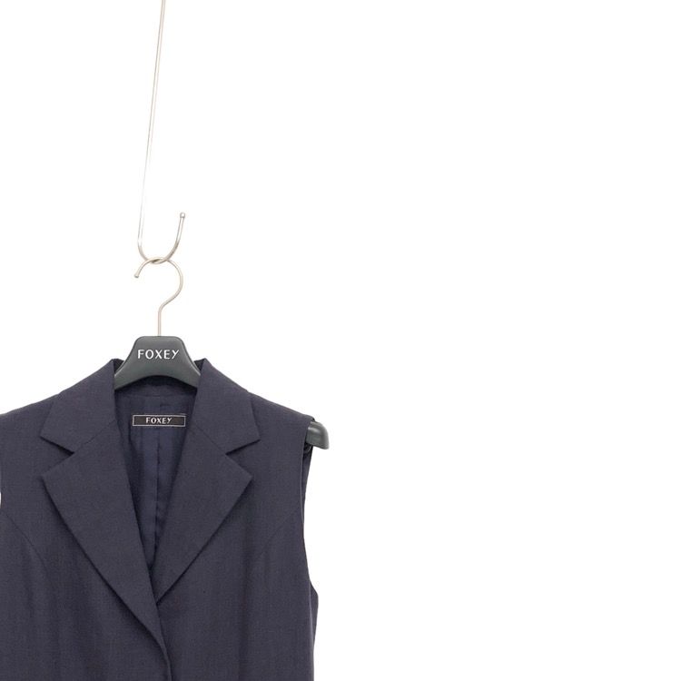 FOXEY フォクシー セフィーロ ドレス リネン ワンピース ネイビー 38
