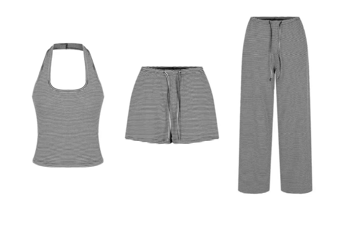 BLACKUP ブラックアップ サマー ストライプ ホルターナッシュ ワイドパンツ ショーツセット