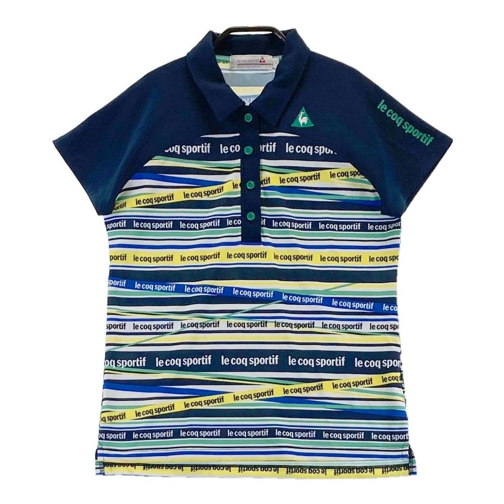 サイズ：L LECOQ GOLF ルコックゴルフ  半袖 ポロシャツ 総柄 ネイビー系 [240101285860]# ゴルフウェア レディース ストスト