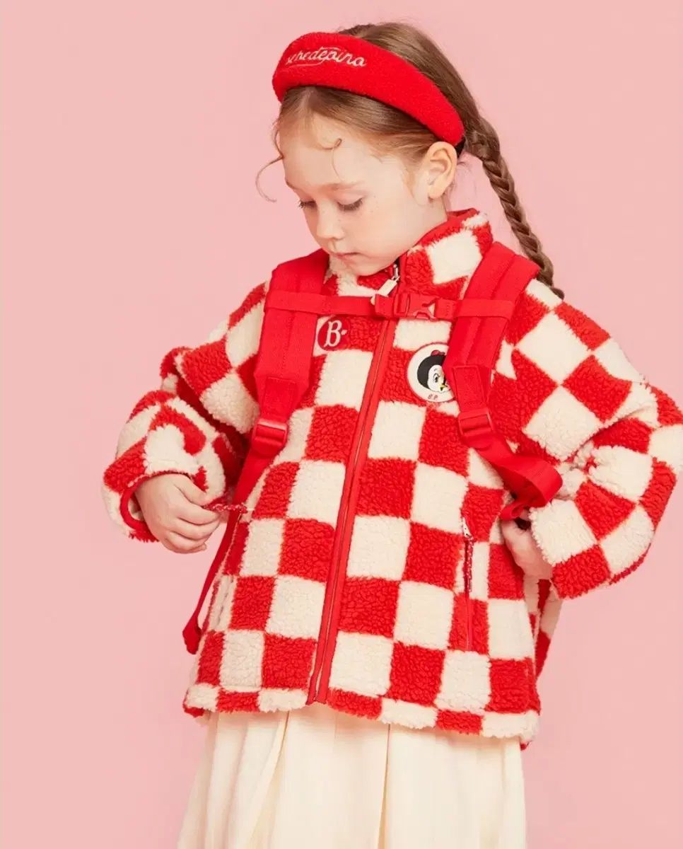 BEBE DE PINO ベベデピノ オールオーバーCHECK 덤블ファー ハイネックジャケット 100