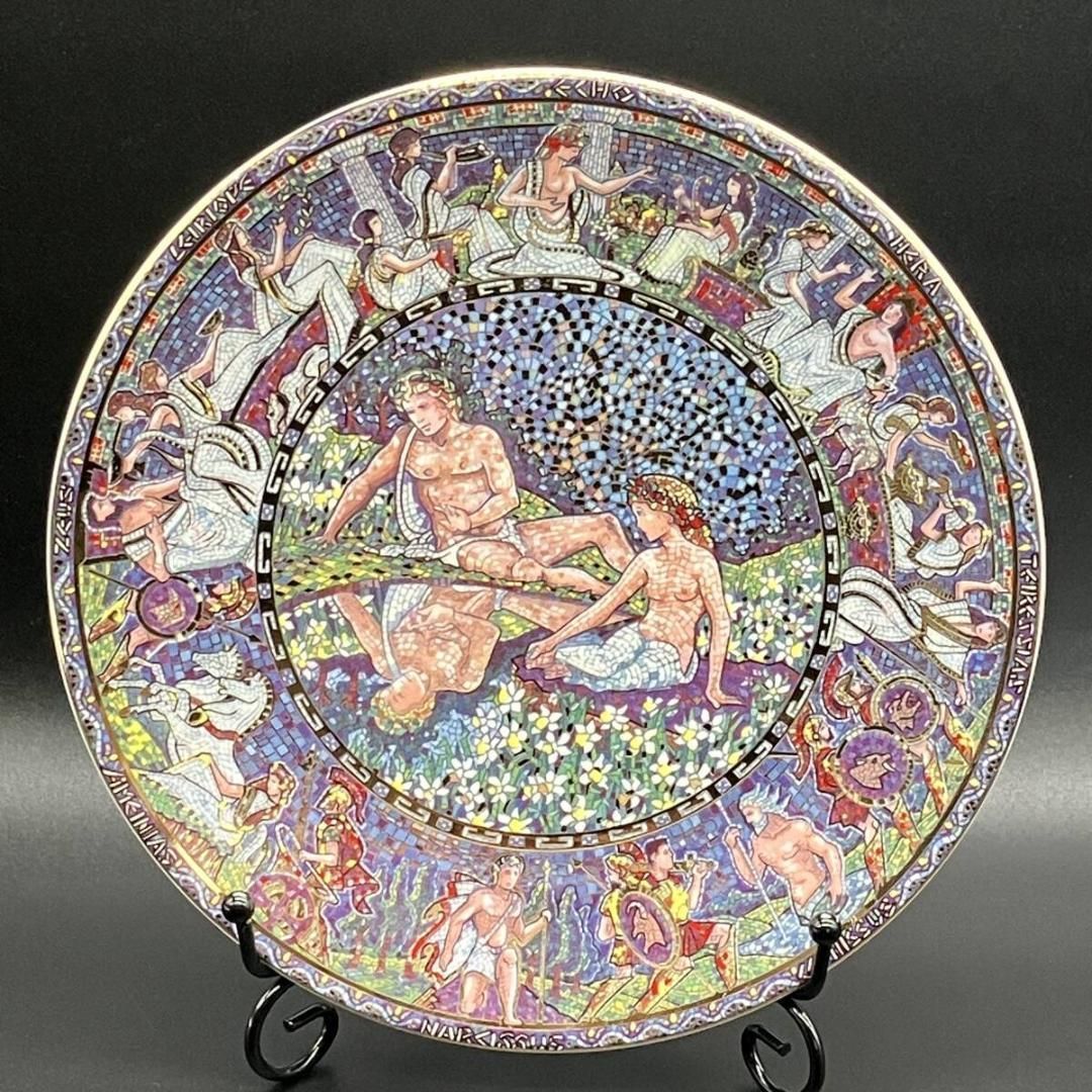 ロイヤルウースター ギリシャ神話 絵皿 ナルキッソスとエコー ヴィンテージ 英国 金彩 モザイク POP_25A