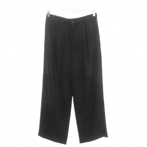 グラフペーパー Graphpaper GM251-40254 ウール ワイド テーパード パンツ スラックス 無地 薄手 1 フリーサイズ 黒 ブラック