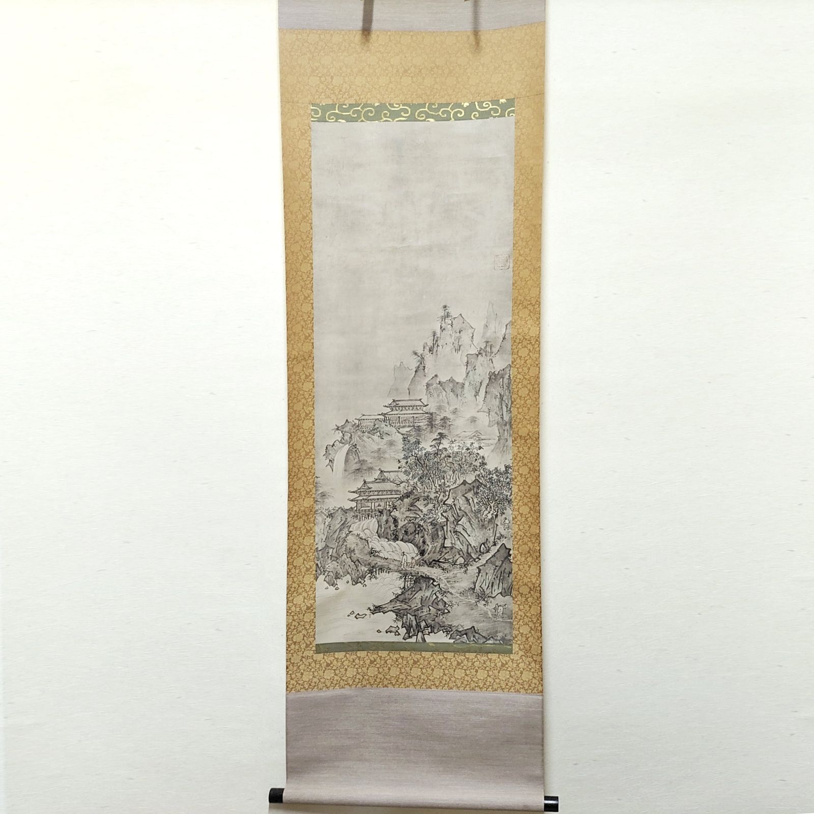 掛軸・雪村周継・『夏冬山水図』・複製・双幅・二本組・No.230414-21