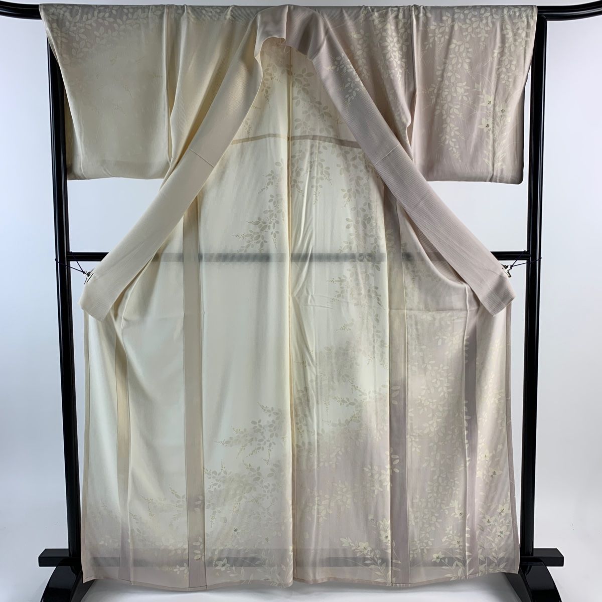 訪問着 身丈162cm 裄丈66.5cm M 袷 地紋 霞 ぼかし 薄茶色 正絹 美品 名品 中古 訪問着 身丈164.5cm 裄丈66cm M 袷 瓢箪 地紋 刺繍 黒灰 正絹