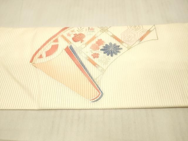 【着物と帯 時流】SN25931◆正絹 九寸 夏名古屋帯◆絽 美品 金糸 流水 着物と帯 時流】SN25931◇正絹 九寸 夏名古屋帯◇絽 美品 金糸