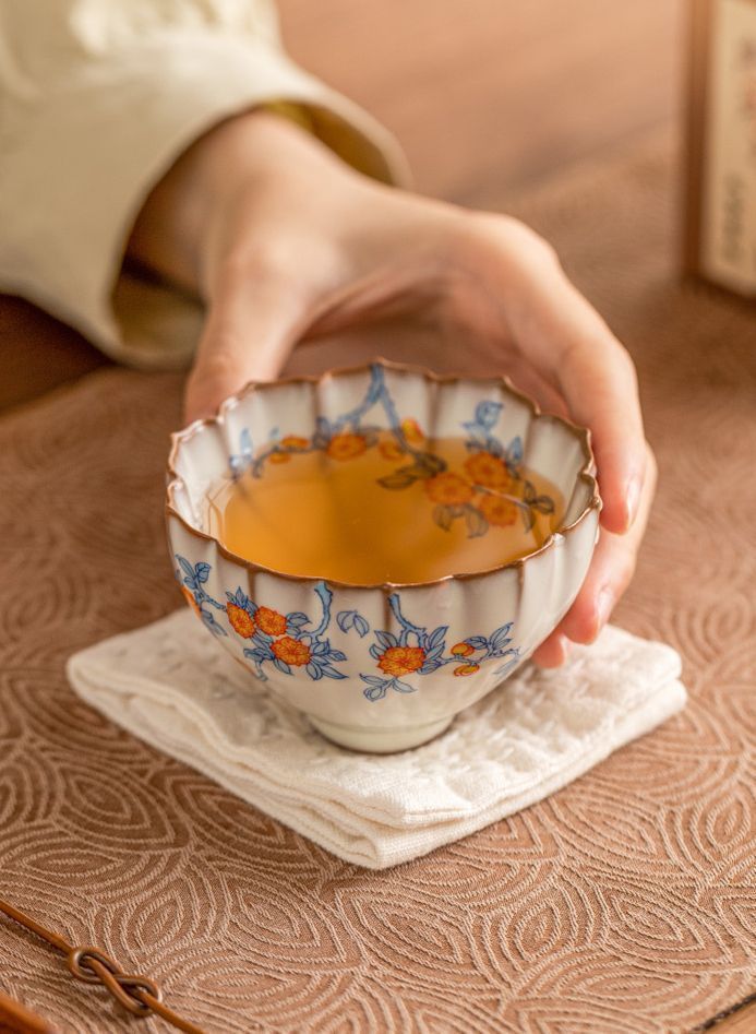 【新品未使用】中国工芸美術品 茶具 新品・未使用】 茶器 茶芸 品茶杯 湯呑み 功夫茶器 中国茶器 花