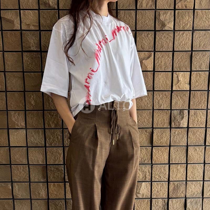 ☆2024春夏新作☆MARNI マルニ THJE0263P7 USCW29 WLW01 ロゴ プリント Tシャツ カットソー 半袖 レディース