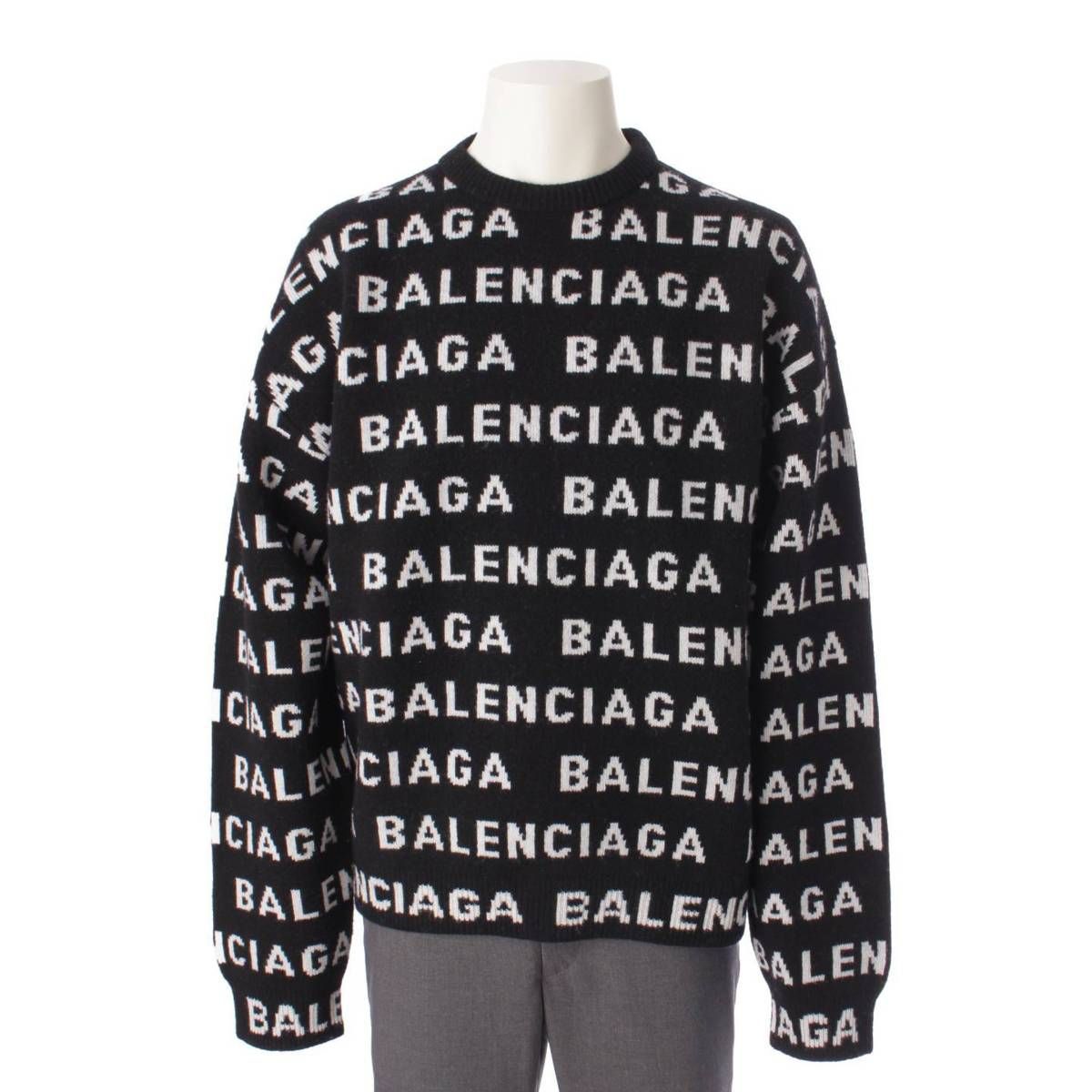 ウール100％BALENCIAGA バレンシアガ クルーネックニット セーター ブラック