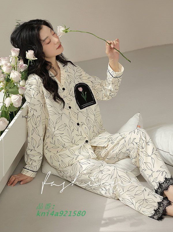 パジャマ 上下セット ルームウェア 前開き レディース かわいい 大きいサイズ 通気性 綿 オーバーサイズ あったかい 部屋着 授乳服 kni4a921580
