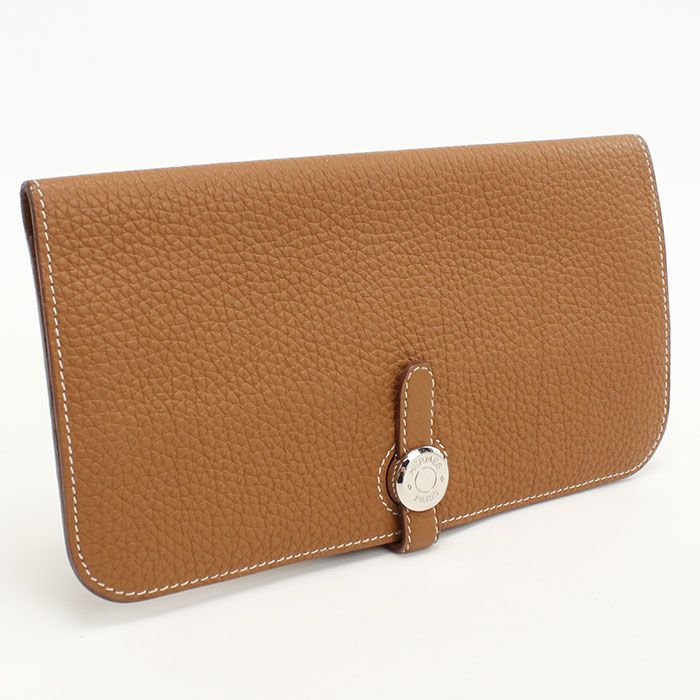 【Hermes】稀少カラー★ドゴン キャメル レザー長財布・中古 HERMES エルメス ドゴンロング 長財布ニ折小銭入付き トゴ □P