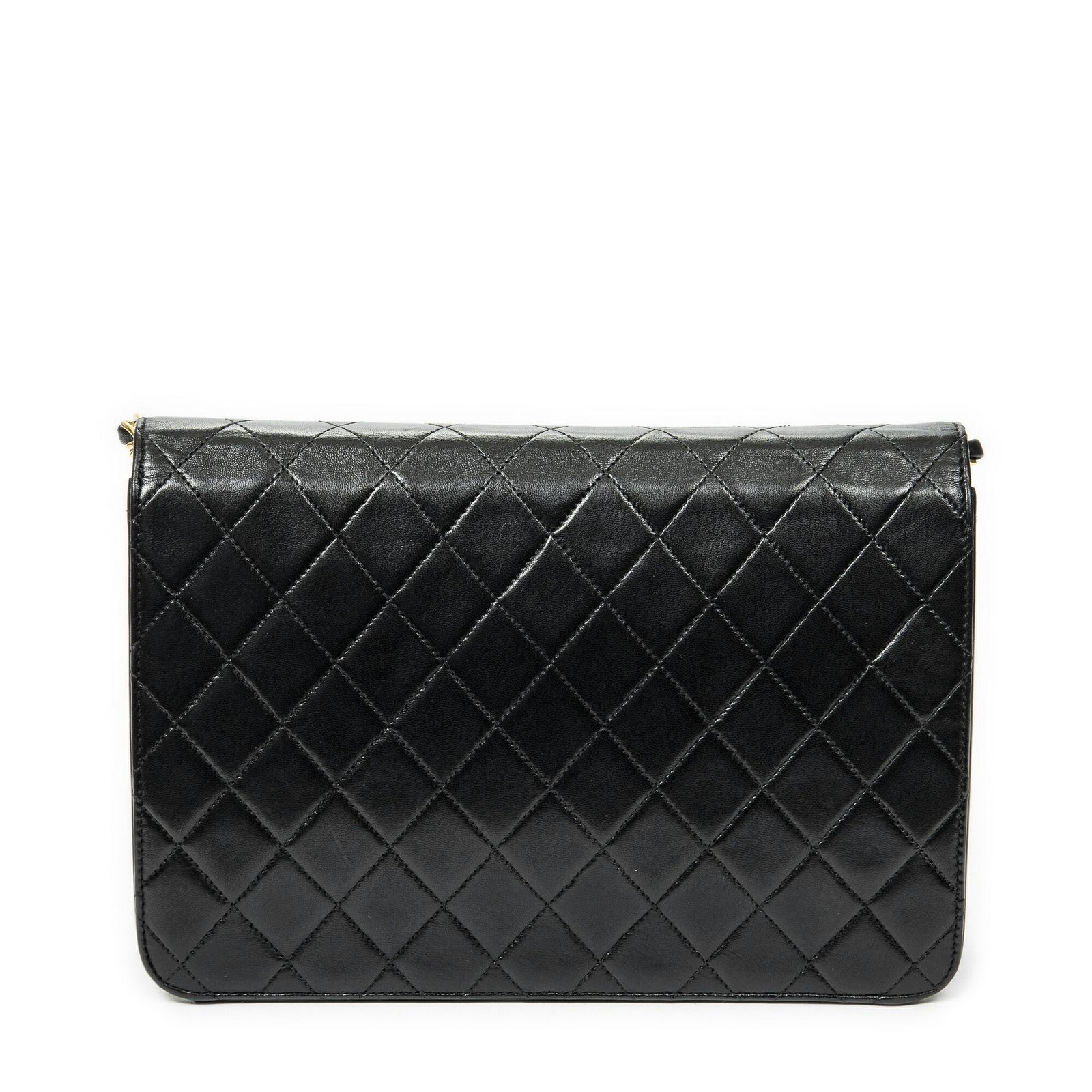 シャネルマドモアゼル フルフラップ黒マトラッセラムスキンレザーA