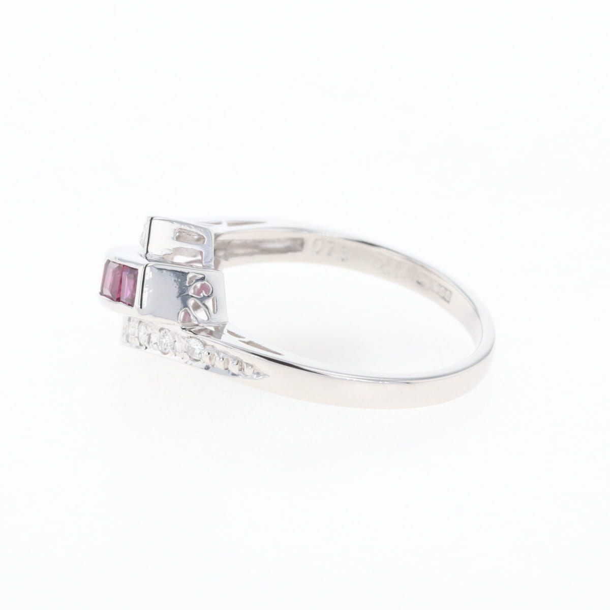 ルビー デザインリング プラチナ 指輪 メレダイヤ リング 12.5号 Pt900  