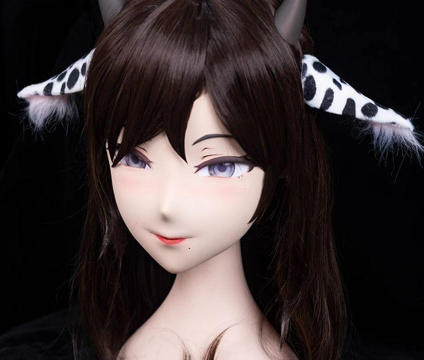 全頭マスク カツラ付き ファスナー式 NO.536 フルマスク ドール ヘッドロリータ人形 コスプレ 変身 仮装 着ぐるみ kigurumi