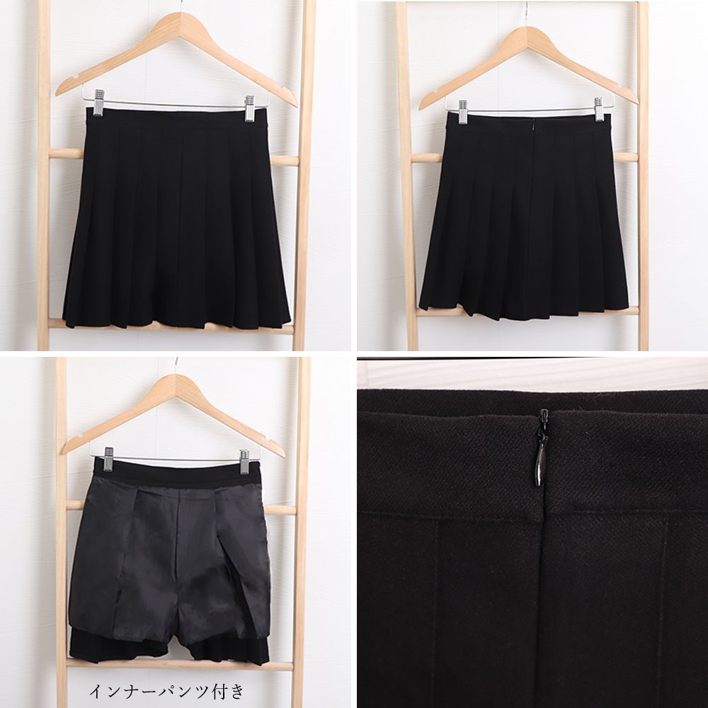 インナーパンツ付き フレアミニスカート レディース ブラック 足長  
