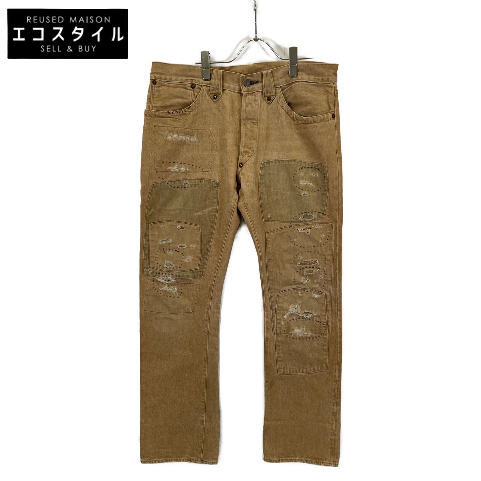 RRL ダブルアールエル ﾍﾞｰｼﾞｭ ﾊﾟｯﾁﾜｰｸ ﾃﾞ二ﾑ 33×30