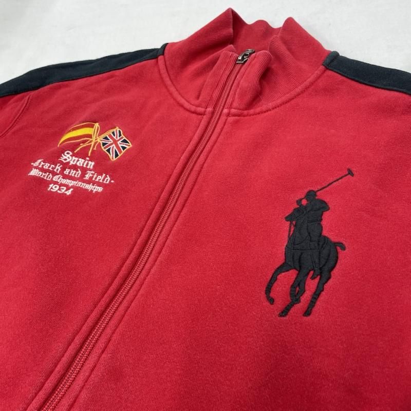 ポロバイラルフローレン】ブルゾン フード 赤 ロゴ ポニー刺繍 XL