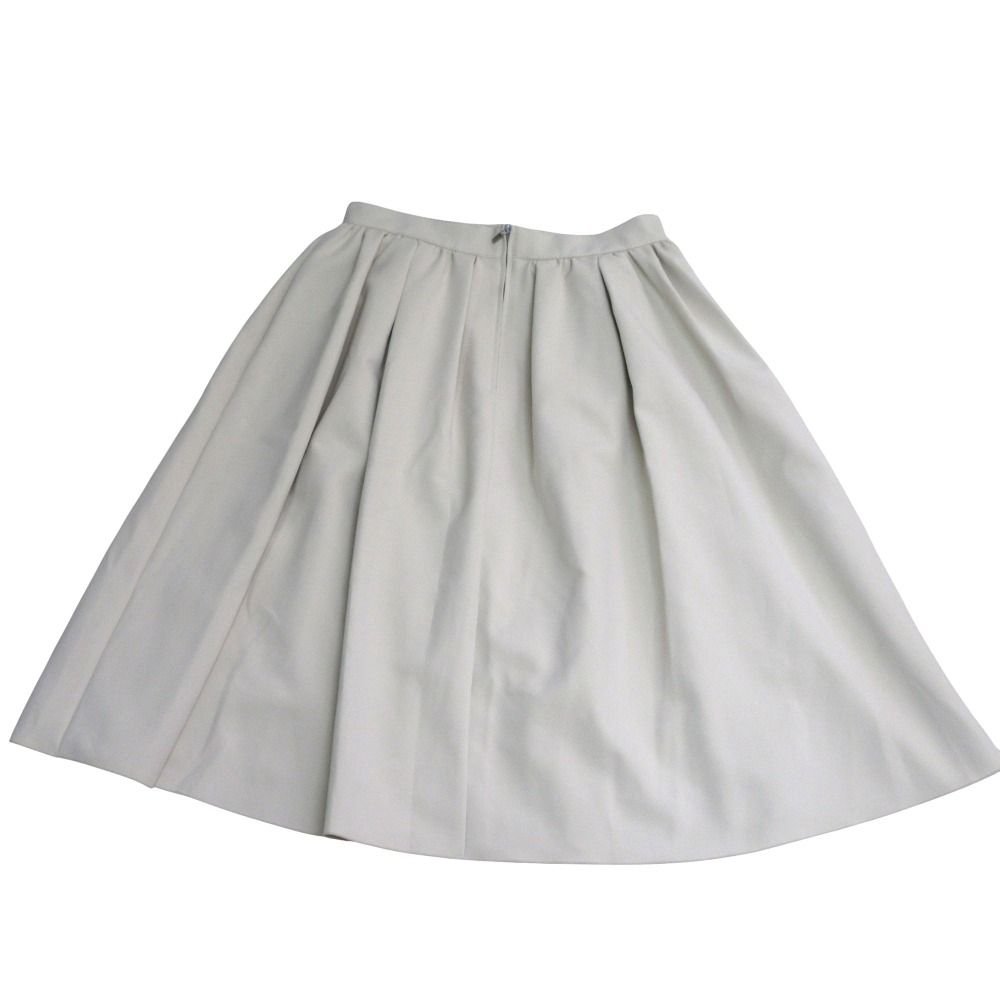 FOXEY NEWYORK フォクシーニューヨーク ギャザー ひざ丈 フ スカート 40632 サイズ42 アイボリー レディース 古着