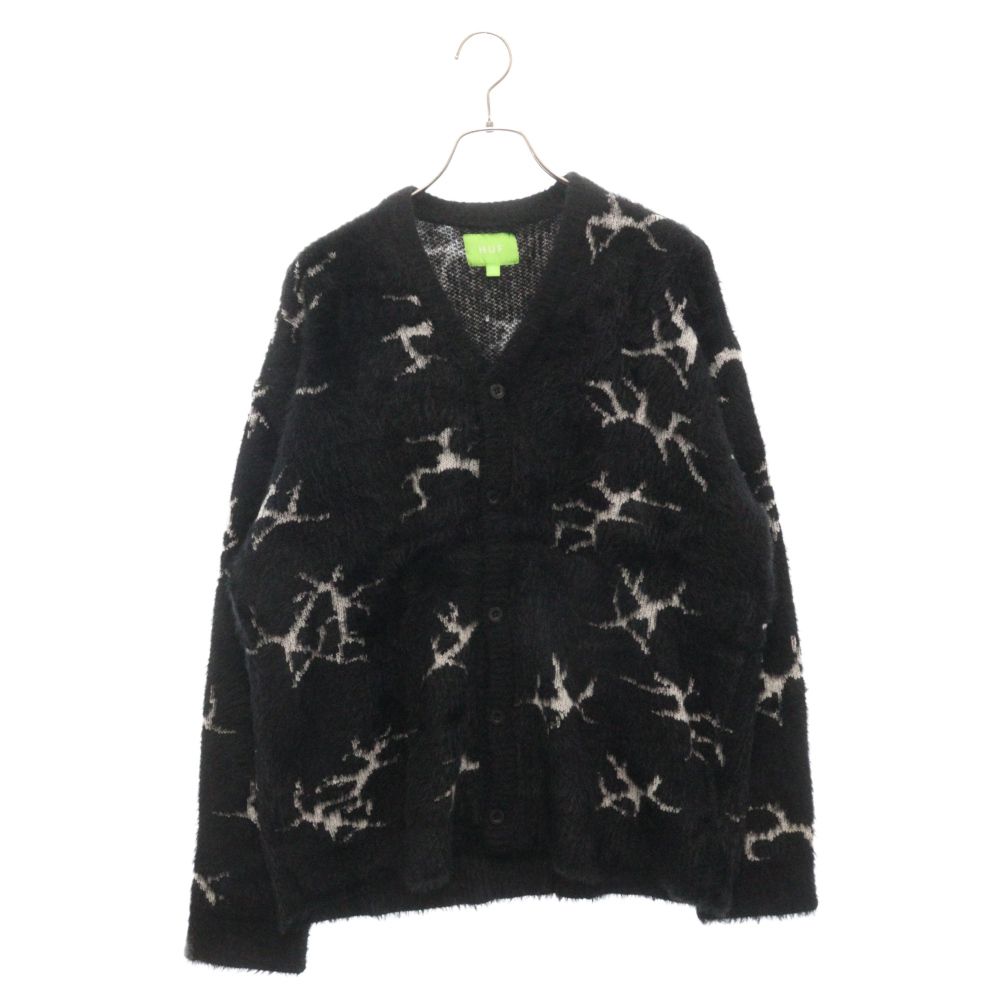 HUF (ハフ) CRACKED CARDIGAN クラックド カーディガン ブラック