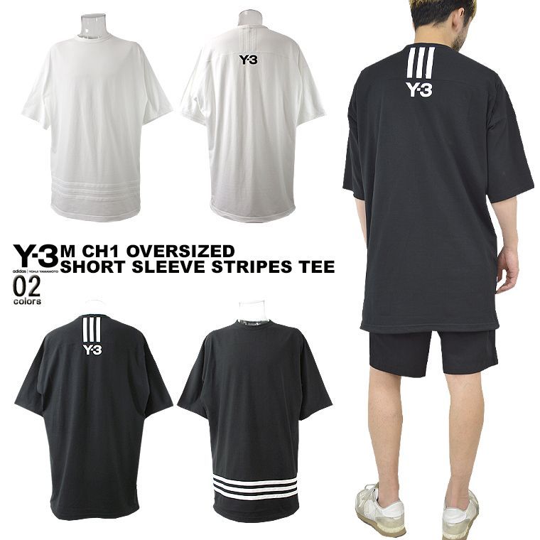 Y-3 ワイスリー オーバーサイズ3ストライプバックロゴTシャツ 限定レア