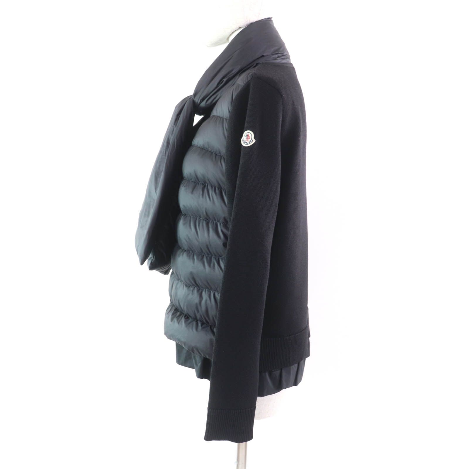 極美品✨MONCLER 切替ダウン ニット ロゴワッペン付 ダブルジップ L 美品☆MONCLER モンクレール MAGLIONE ショール・ロゴワッペン付