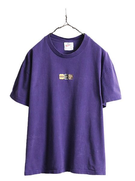 【お得なクーポン配布中!】 90s USA製 ナイキ センター スモール スウッシュ 半袖Tシャツ XL 紫