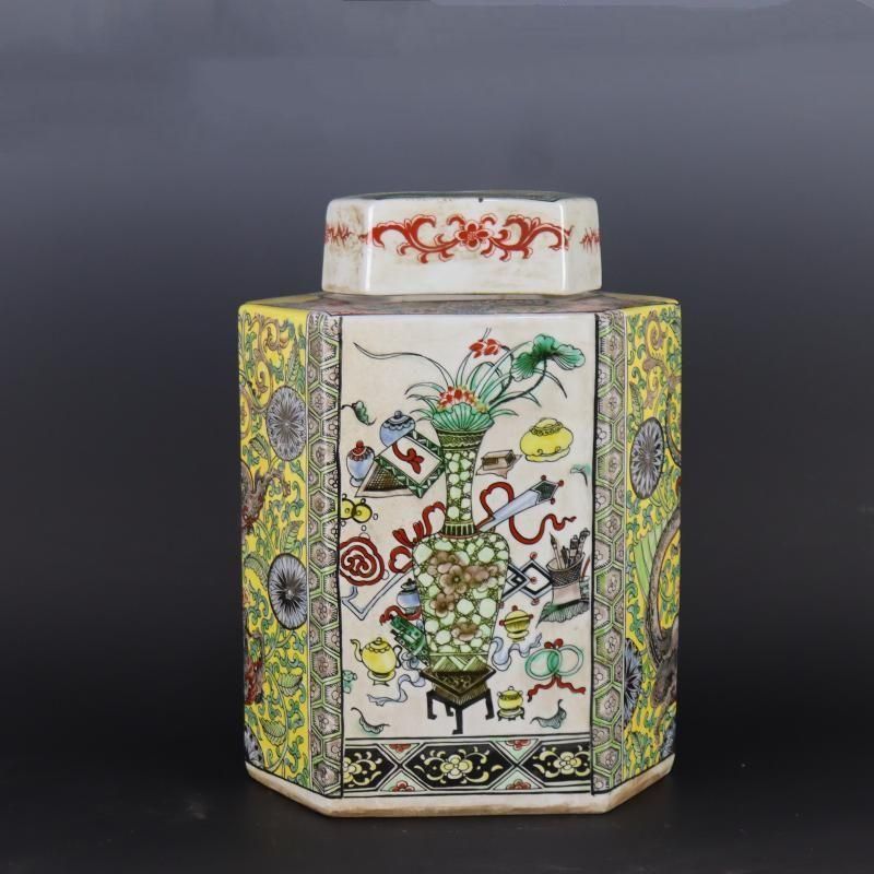 清康熙パステル博古紋茶壺 景徳鎮 陶磁器 装飾品 現代工芸品美術