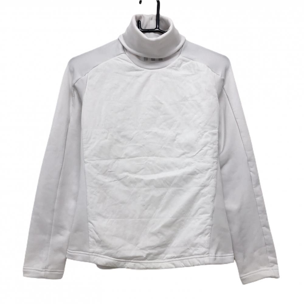 驚きの破格値，新品 【美品】アディダス 長袖ハイネックシャツ 白 前身頃中綿 裏微起毛 タートル  レディース M ゴルフウェア adidas シャツ