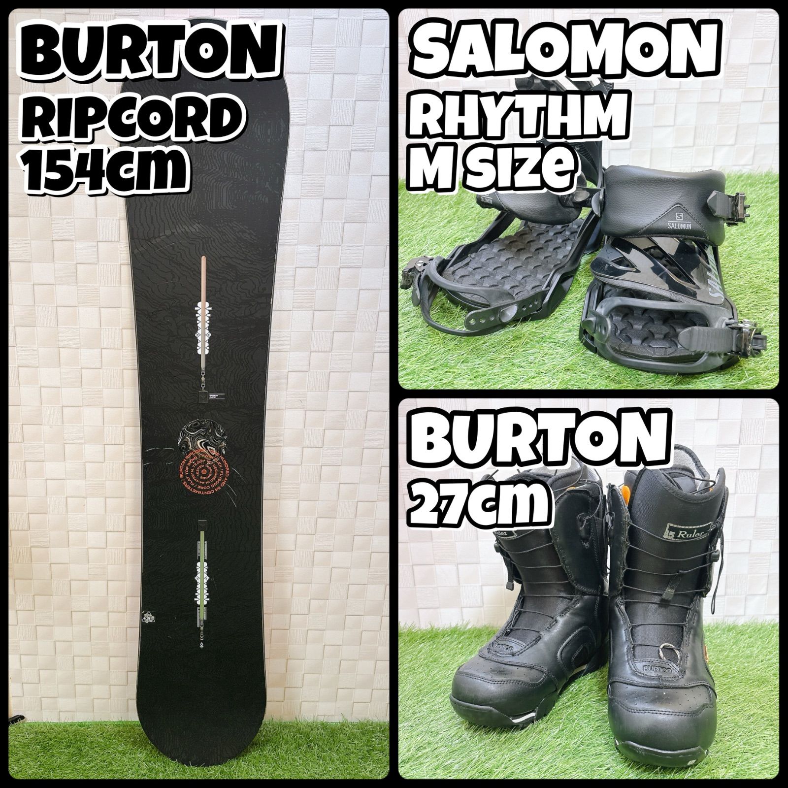 メンズ スノーボード 3点セット BURTON RIPCORD 154cm
