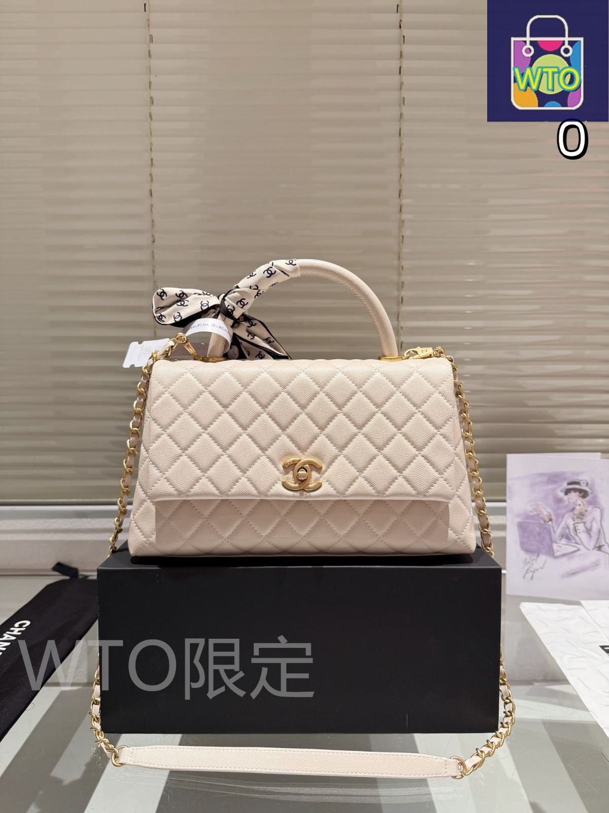 シャネル ココ ハンドル スモールサイズ 28cm キャビアレザー クラシックデザイン ボックス付き | ♥品 -WT0輸入
