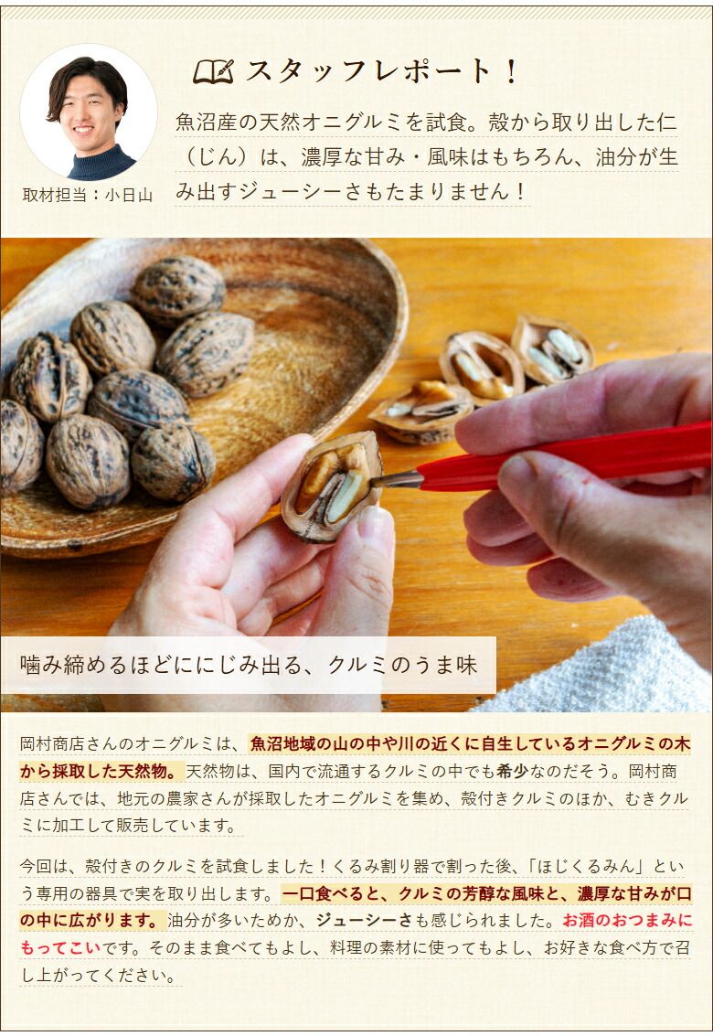 魚沼産 鬼クルミ（殻付）10kg 鬼くるみ