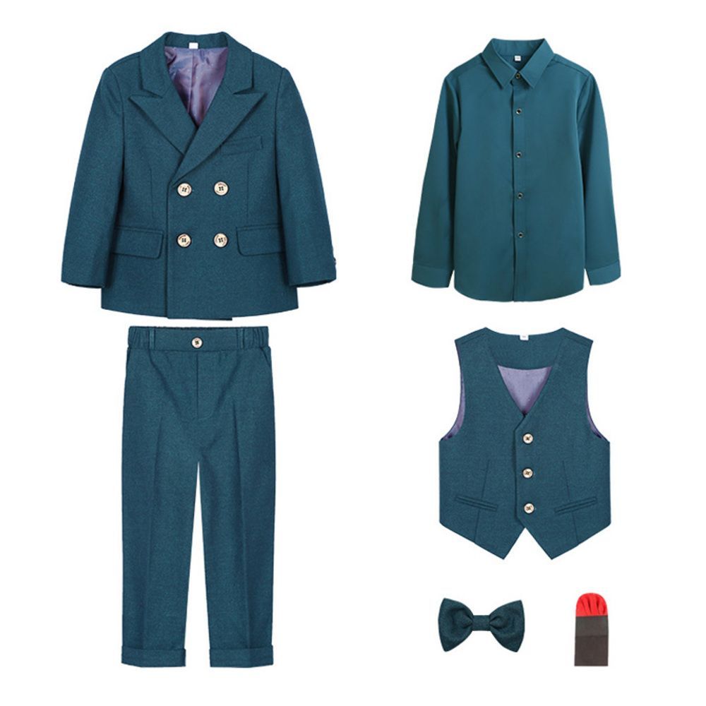 ダークグリーン  130cm  キッズ フォーマルスーツ 6点セットpk23701 キッズ フォーマルスーツ 男の子 6点セット 子供スーツ 子どもスーツ スーツ フォーマル 男子 6点 セット 無地 シンプル